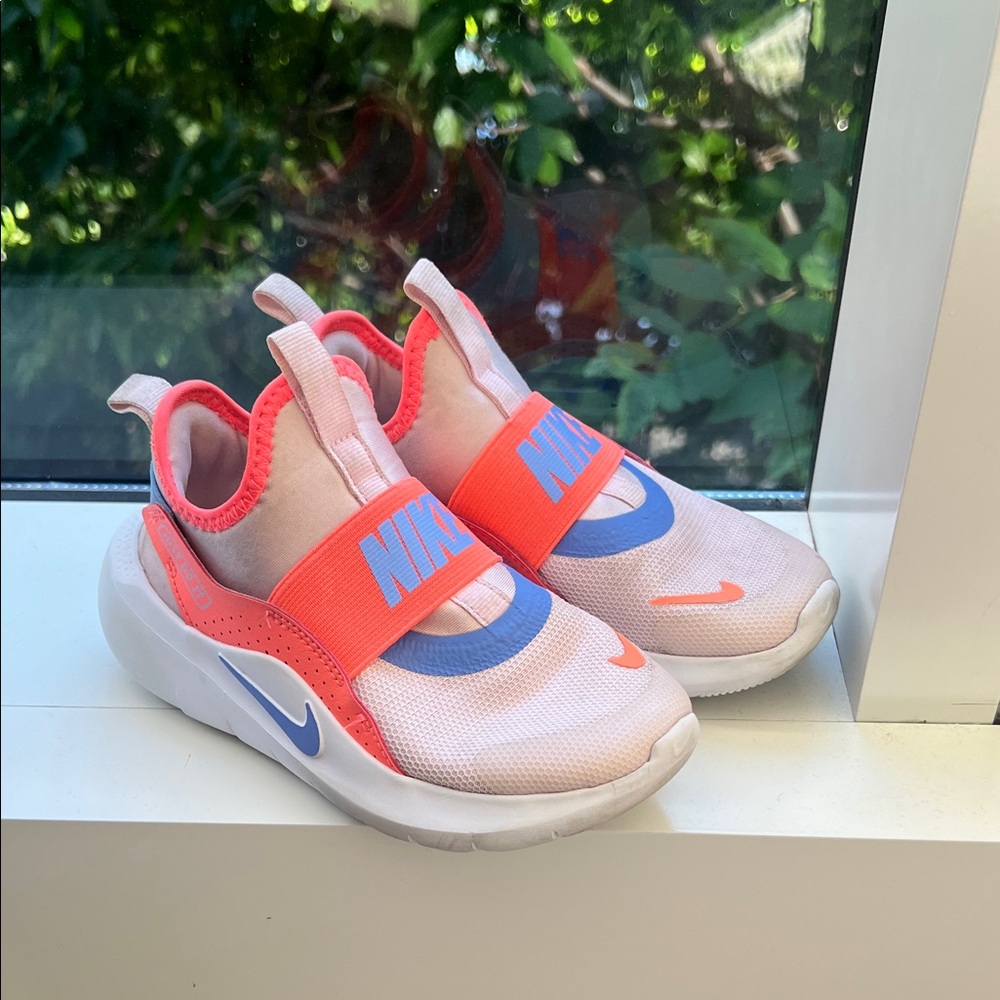 Nike Kids Slip-On Sneakers in Pink, Coral & Blue
